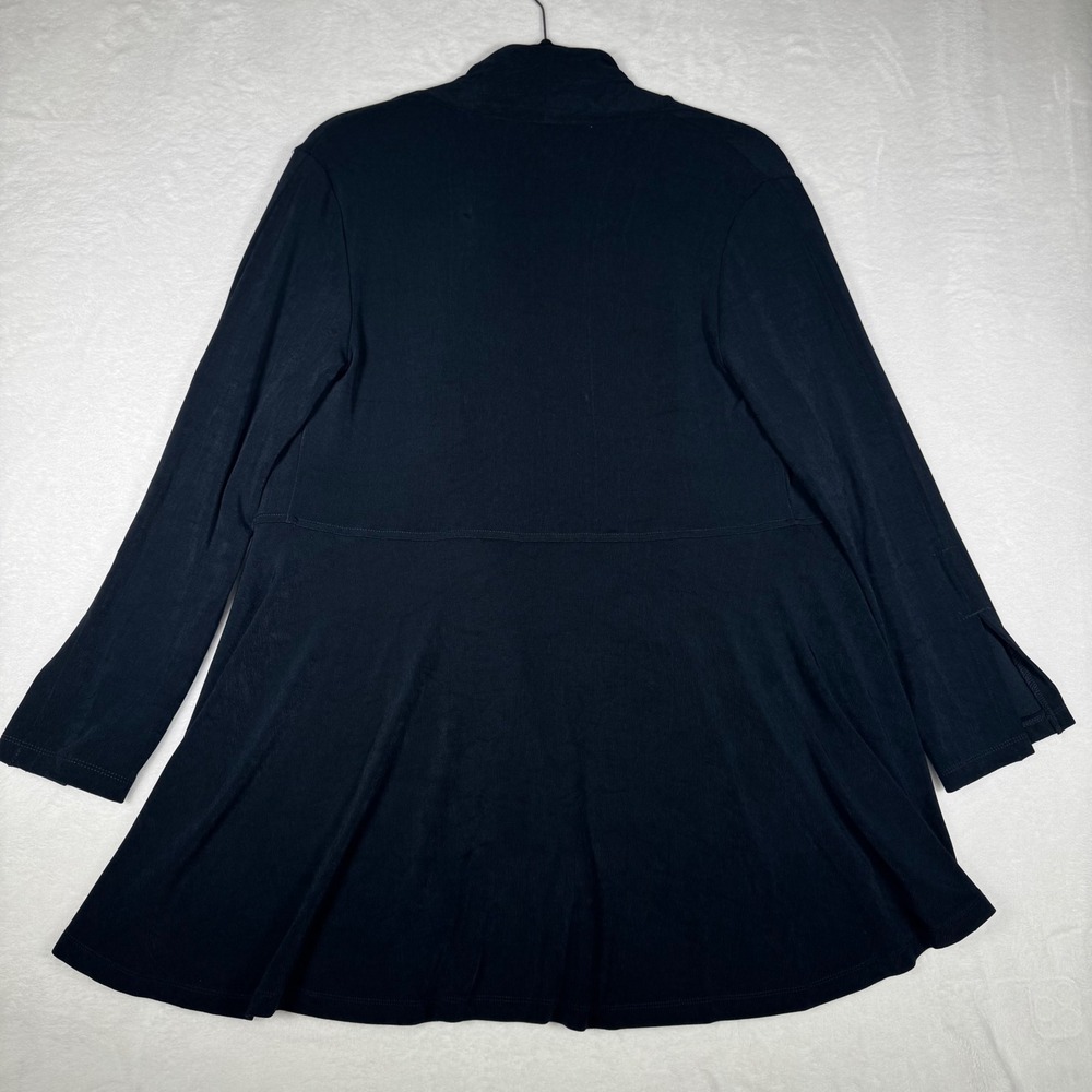 Chicos Travelers Navy Open Front Peplum Jacket Cardigan Sz 00 XS 2 | Cruise - Picture 3 of 9